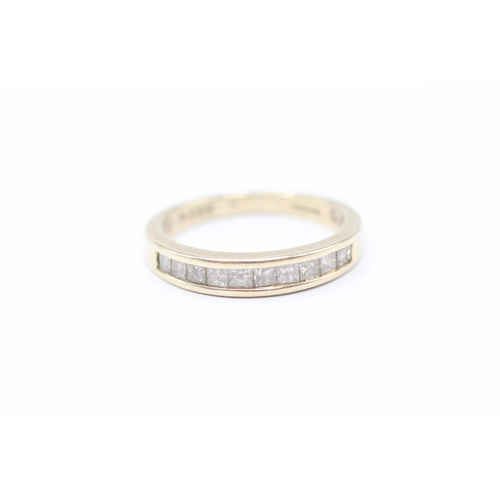 214 - 9ct gold princess cut diamond half eternity ring (2.7g) Size K