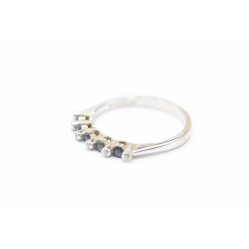 218 - 18ct gold sapphire & diamond half eternity ring (as seen) (2.4g) Size M 1/2