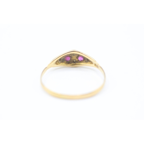 219 - 18ct gold antique ruby & diamond dress ring (1.5g) Size P