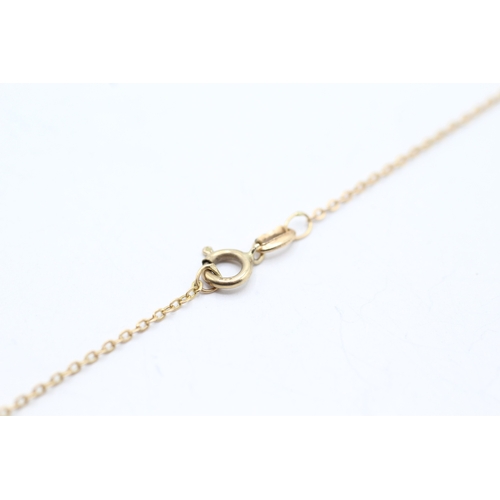 22 - 9ct gold faux pearl and paste lavaliere pendant on chain (3.8g)