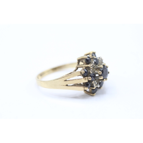 224 - 9ct gold vintage sapphire & diamond dress ring (3.4g) Size N