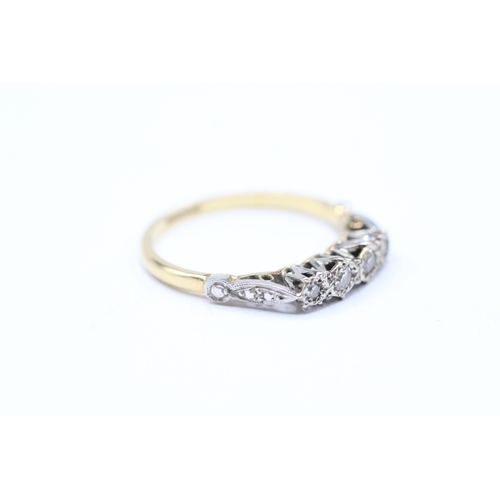 239 - 18ct gold plat diamond four stone ring (2.5g) Size P