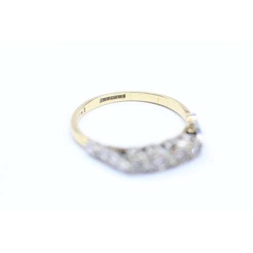 239 - 18ct gold plat diamond four stone ring (2.5g) Size P