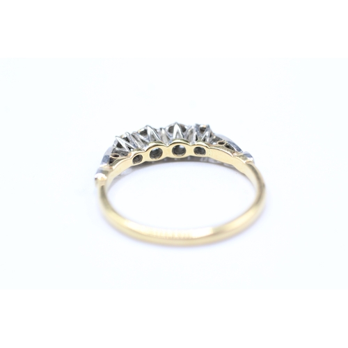 239 - 18ct gold plat diamond four stone ring (2.5g) Size P