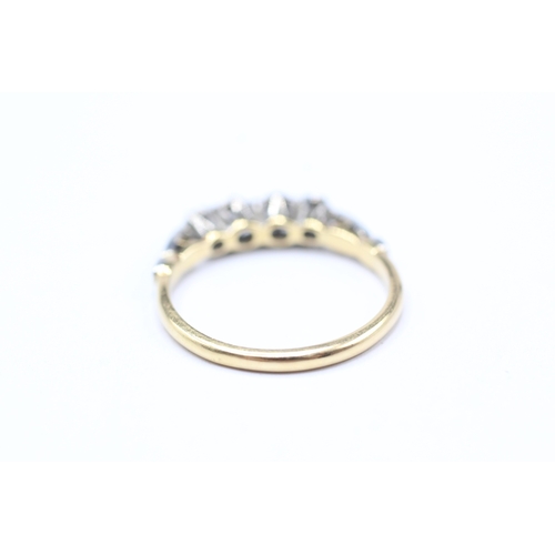 239 - 18ct gold plat diamond four stone ring (2.5g) Size P