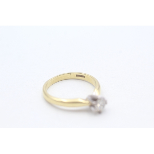 30 - 18ct gold diamond solitaire ring as seen (bent claw) (3.2g) Size L