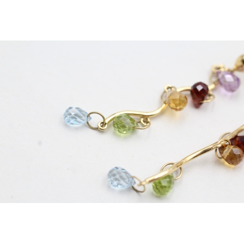 37 - 18ct gold amethyst, garnet, citrine, peridot and topaz earrings (5.1g)