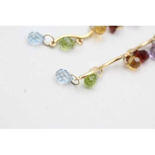 37 - 18ct gold amethyst, garnet, citrine, peridot and topaz earrings (5.1g)