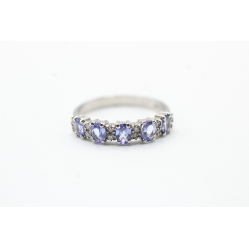 43 - 14ct gold sapphire & diamond ring (2.6g) Size O