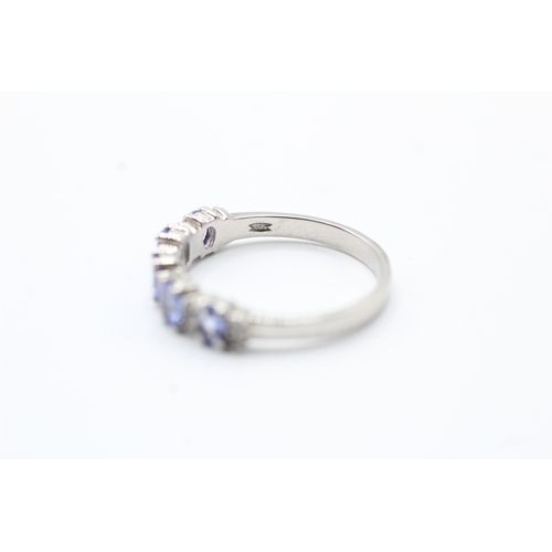 43 - 14ct gold sapphire & diamond ring (2.6g) Size O