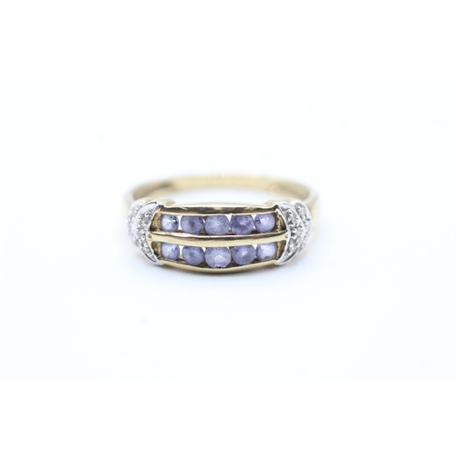 72 - 9ct gold tanzanite & diamond dress ring (2.3g) Size M