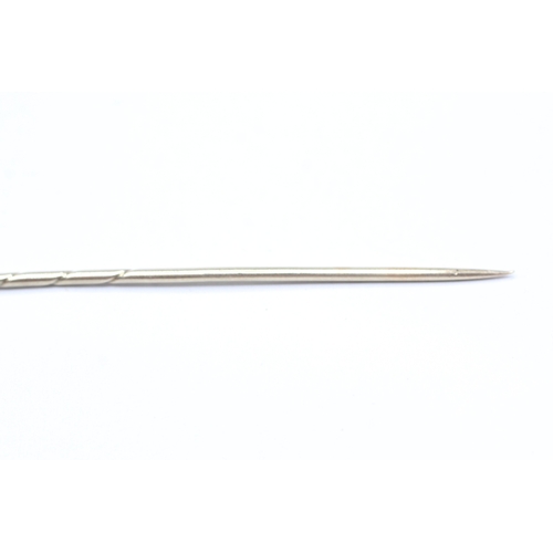 83 - 9ct gold antique seed pearl horseshoe stick pin (3.4g)