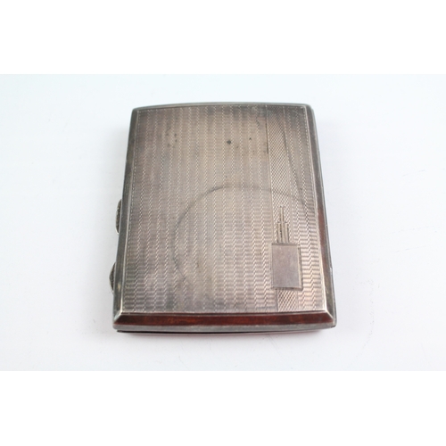 361 - Art Deco 1936 Birmingham Sterling Silver Engine Turned Cigarette Case (76g)