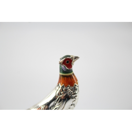 371 - Stamped .925 Sterling Silver & Enamel Novelty Pheasant Ornament (23g)