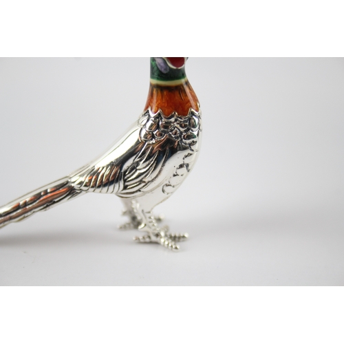 371 - Stamped .925 Sterling Silver & Enamel Novelty Pheasant Ornament (23g)