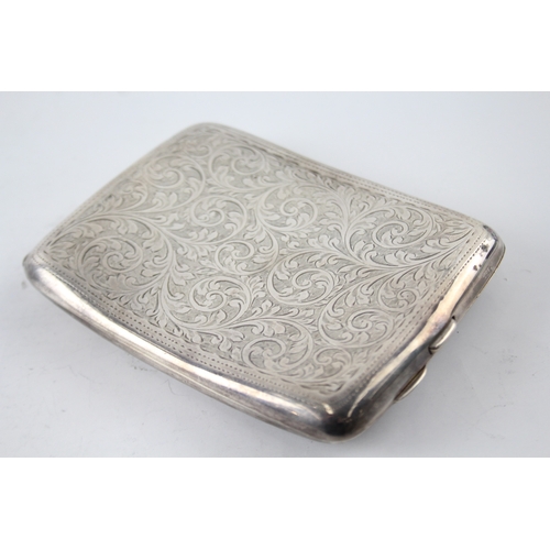 378 - Antique 1914 Chester Sterling Silver Curved Cigarette Case w/ Engraving (123g)