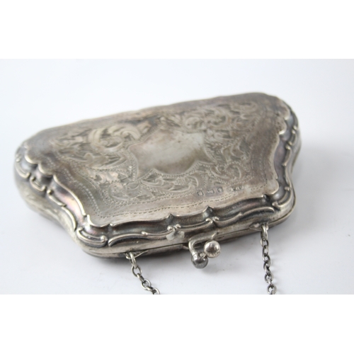 379 - Vintage Hallmarked 1942 Birmingham Sterling Silver Ladies Coin Purse / Bag 89g