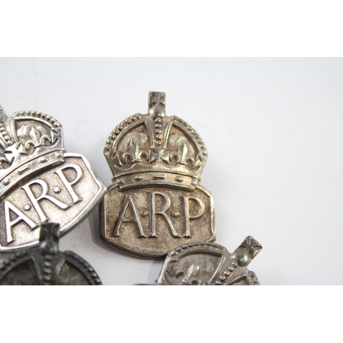 398 - Sterling Silver WW2 ARP Badges Inc Men's & Women's x 6