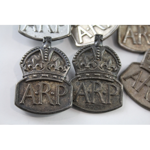 398 - Sterling Silver WW2 ARP Badges Inc Men's & Women's x 6