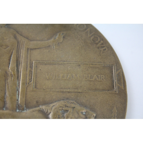 399 - WW1 Death Plaque Named William Blair