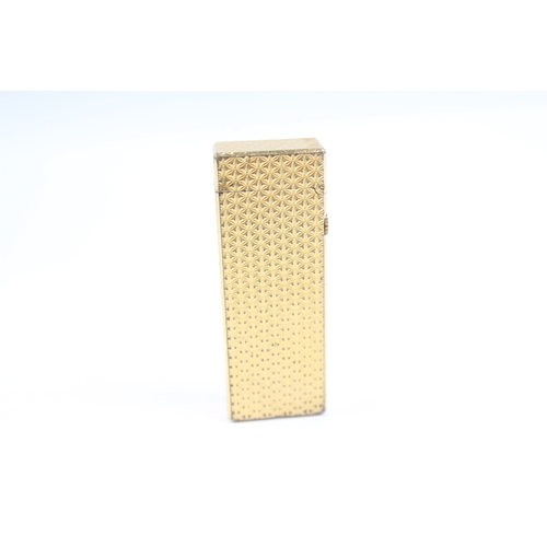 400 - Dunhill Rollagas Vintage Gold Tone Decorative Design Pocket Lighter, Good Spark