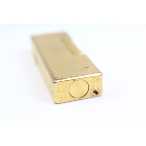 400 - Dunhill Rollagas Vintage Gold Tone Decorative Design Pocket Lighter, Good Spark