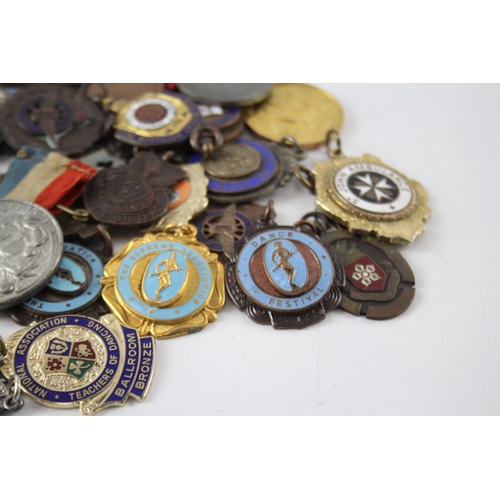 404 - 50 x Antique / Vintage Fobs & Medallions Inc Silver Plate, Enamel, Religious Etc