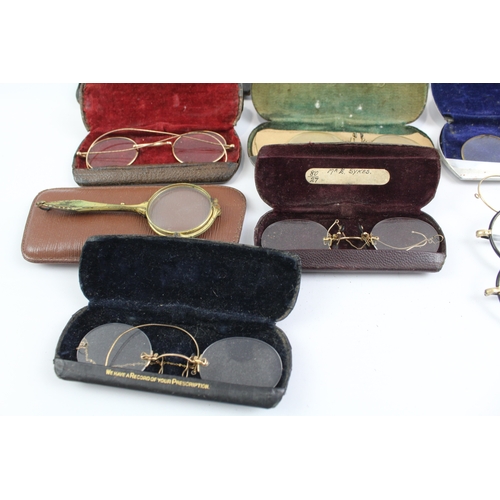 409 - Spectacles & Eyewear Antique / Vintage Inc Pince-Nez, Cases, Plated Joblot