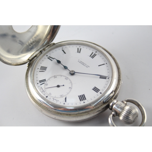 460 - Vintage 925 Silver Half Hunter Pocket Watch Hand-Wind WATCH RUNS