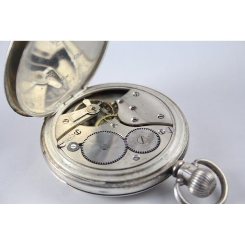 460 - Vintage 925 Silver Half Hunter Pocket Watch Hand-Wind WATCH RUNS