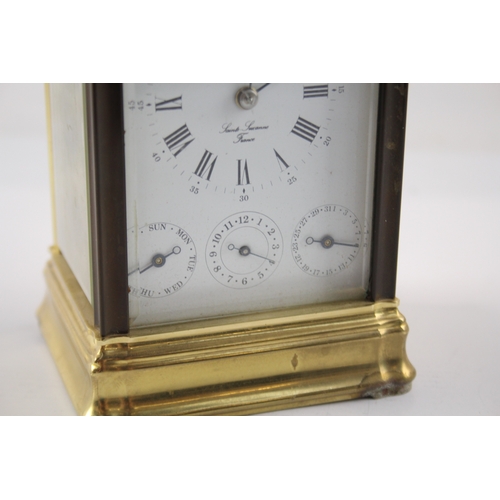 465 - L'Epee Calendar Repeater Brass Carriage Clock Key-Wind