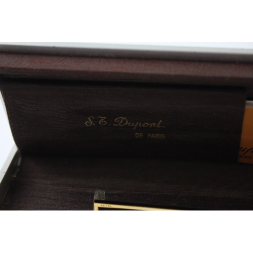 466 - Vintage S.T DUPONT Gold Plated Fountain Pen w/ 14ct Gold Nib WRITING Boxed