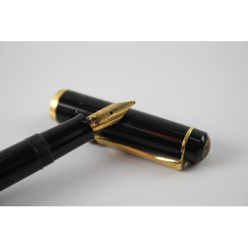 470 - Vintage Pelikan M200 Black Cased Fountain Pen w/ Gold Plate Nib WRITING