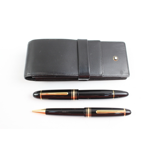 472 - Montblanc Meisterstuck No.149 Black Fountain Pen w/ 18ct Nib, Pencil, Pouch Etc