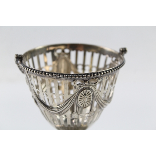 331 - Antique George III 1775 London Sterling Silver Swing Handled Basket (109g)