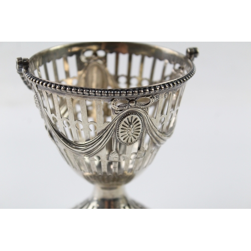 331 - Antique George III 1775 London Sterling Silver Swing Handled Basket (109g)