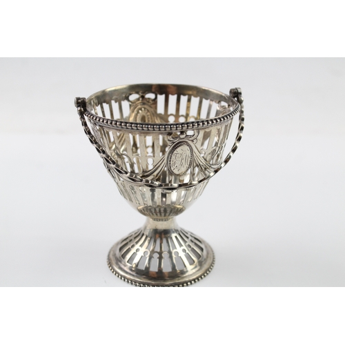 331 - Antique George III 1775 London Sterling Silver Swing Handled Basket (109g)