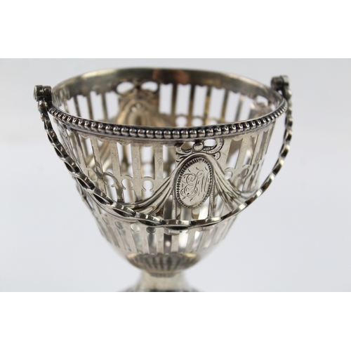 331 - Antique George III 1775 London Sterling Silver Swing Handled Basket (109g)