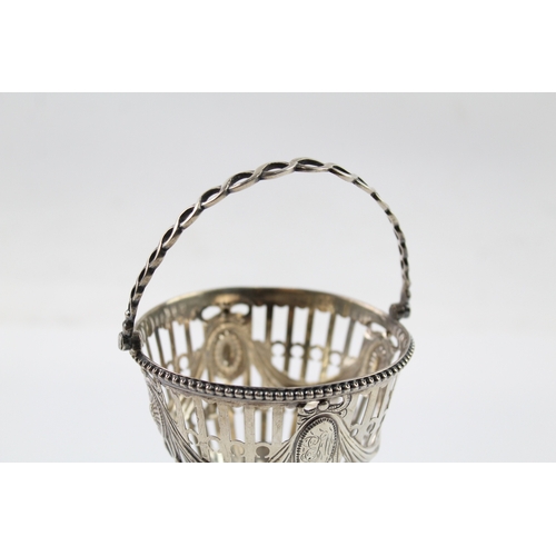 331 - Antique George III 1775 London Sterling Silver Swing Handled Basket (109g)