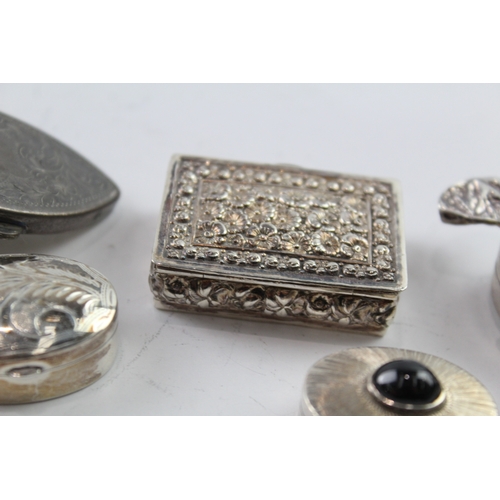 335 - 5 x Antique / Vintage .925 Sterling Silver Pill / Trinket Boxes Inc Novelty 69g