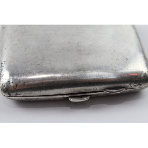 357 - Antique Hallmarked 1922 Birmingham Sterling Silver Plain Cigarette Case (88g)