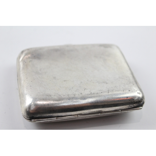 357 - Antique Hallmarked 1922 Birmingham Sterling Silver Plain Cigarette Case (88g)