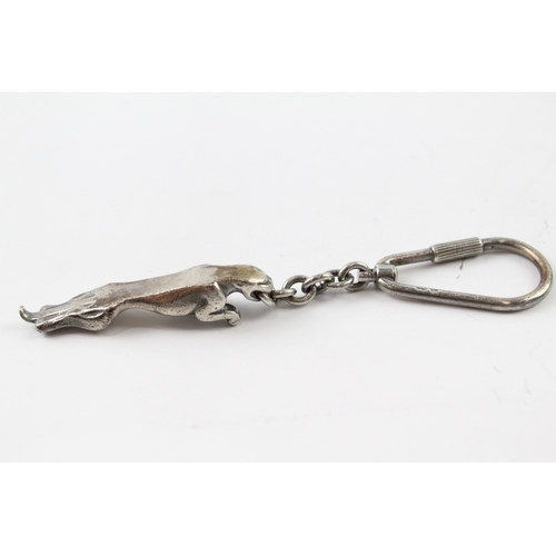 370 - Vintage Hallmarked 1998 Edinburgh Sterling Silver Jaguar Keyring (35g)