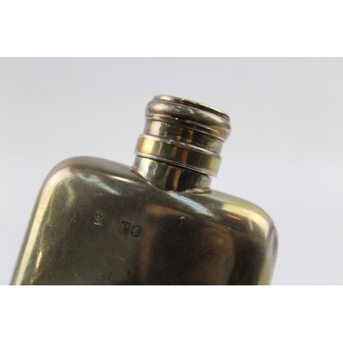 374 - Antique Victorian Hallmarked 1878 London Sterling Silver Gents Hip Flask (148g)