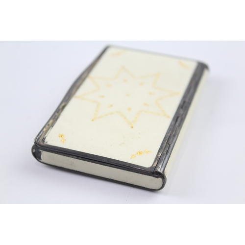 379 - Vintage ART DECO Stamped .935 Silver Guilloche Enamel Ladies Cigarette Case 140g