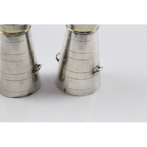 387 - Antique Victorian 1890 London Sterling Silver Novelty Salt & Pepper Set (31g)