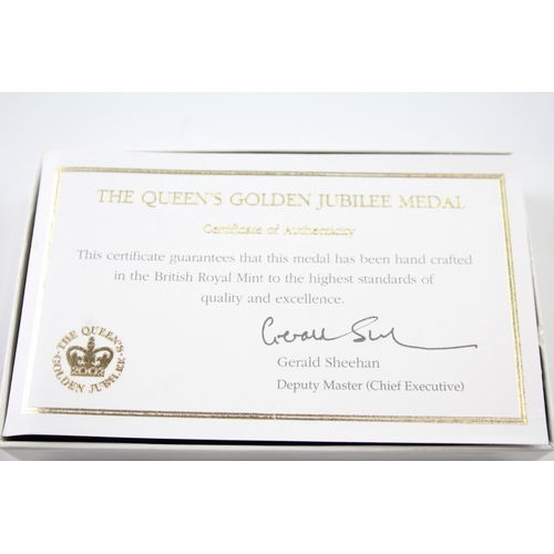 398 - Boxed ERII Queens Golden Jubilee Medal w/ COA