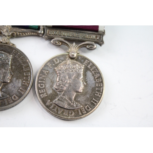 400 - ERII Mounted Army Long Service Medal Pair & Name Tapes, CSM N Ireland & LSGC Sgt