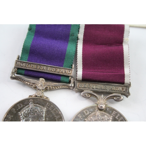 400 - ERII Mounted Army Long Service Medal Pair & Name Tapes, CSM N Ireland & LSGC Sgt