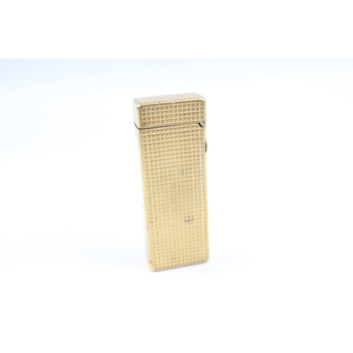 403 - Dunhill Rollagas Vintage Gold Plate Hobnail Finish Pocket Lighter w/ Good Spark